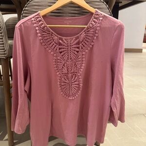 5 for $15 Garnet Hill Santorini Lace-Detail Top XL